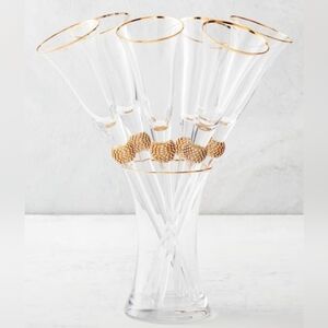 Z Gallerie Gold Rimmed Champagne Flutes